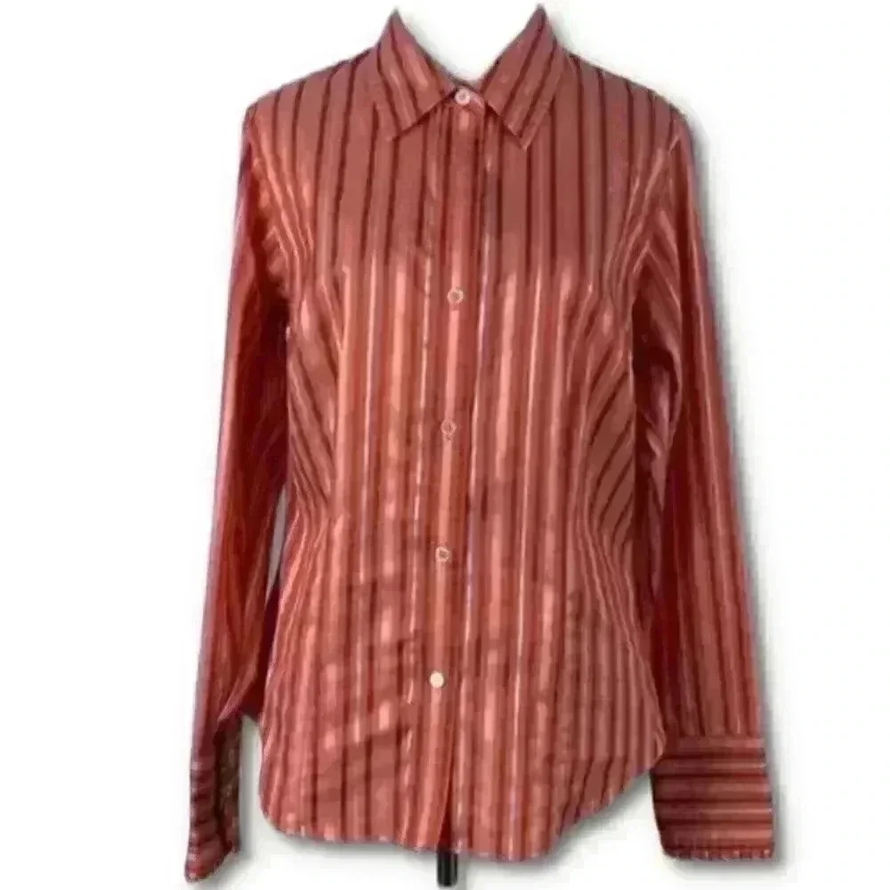 Liz Claiborne top size 10 button-down pinstripes